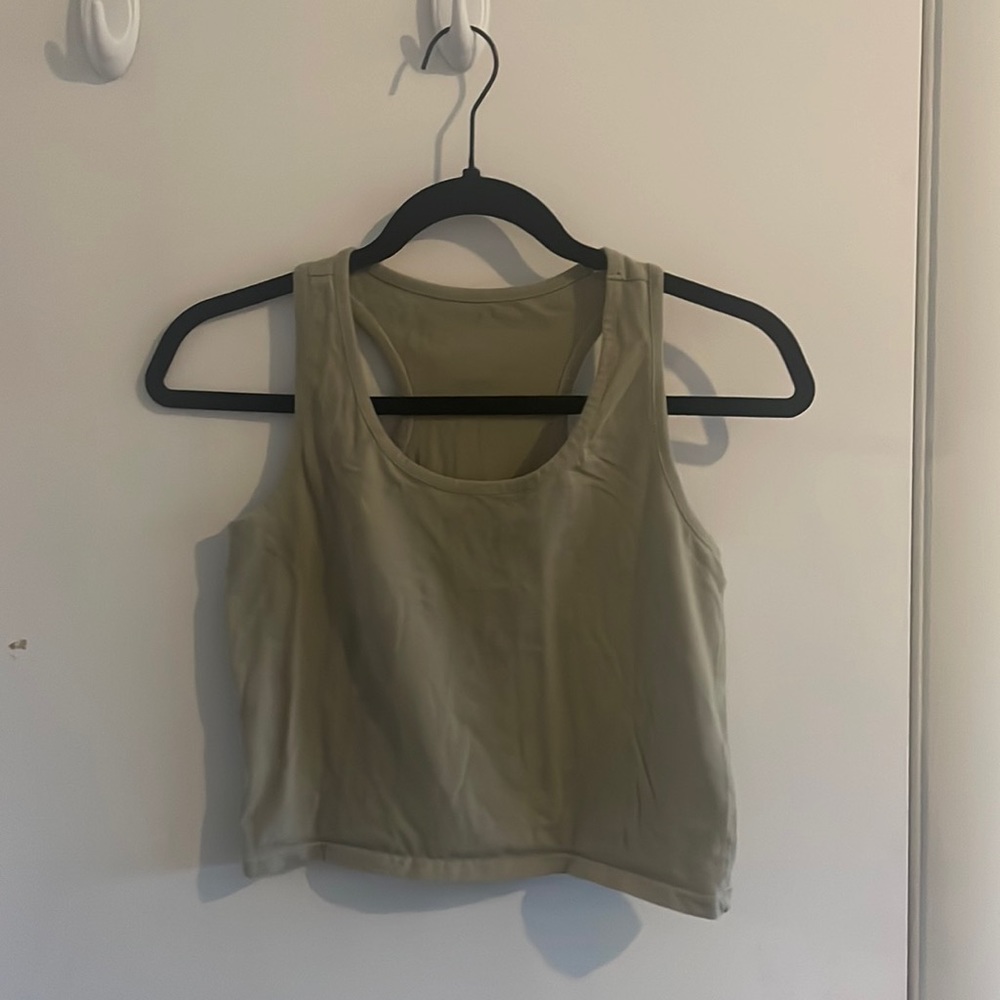 Olive green wide strap tank top